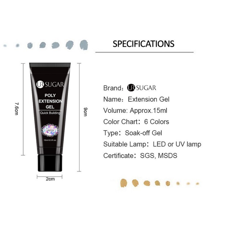 UR SUGAR Poly Gel zur Nagelverlängerung mit Glitzer 50264-5