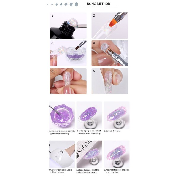 UR SUGAR Poly Gel zur Nagelverlängerung mit Glitzer 50264-5
