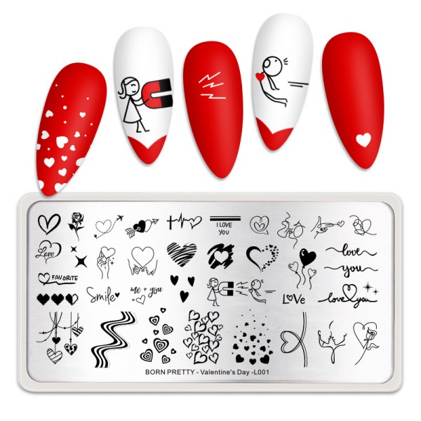 Born Pretty Nagelplatte - Valentinstag 53894