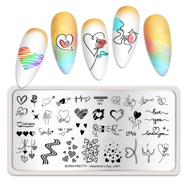 Born Pretty Nagelplatte - Valentinstag 53894