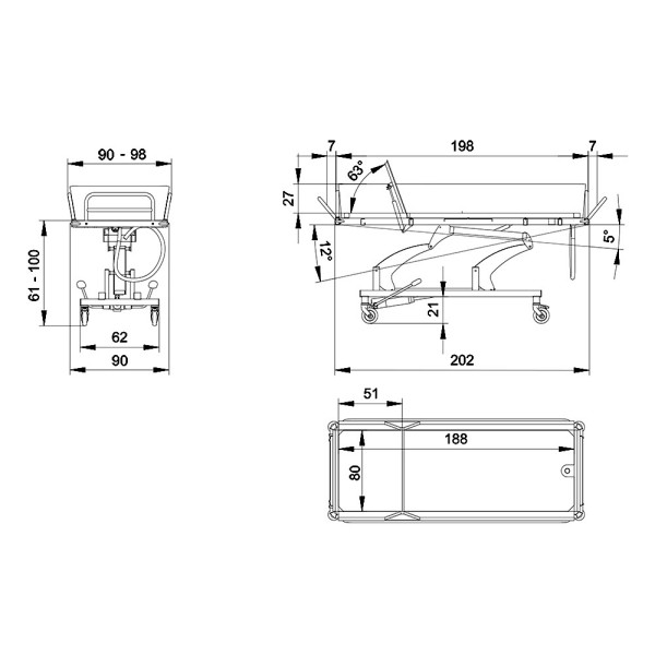 Voziček za tuširanje za starejše