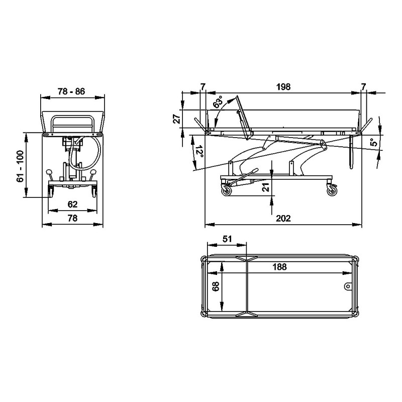 Voziček za tuširanje za starejše