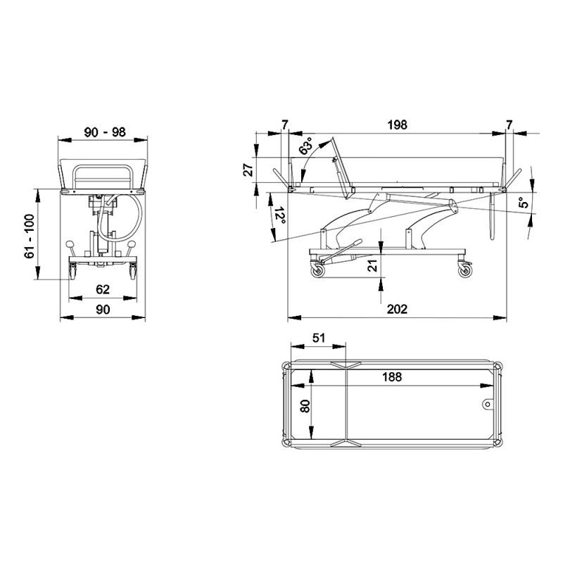 Voziček za tuširanje za starejše