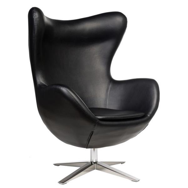 Fotelj Egg - Umetno usnje (skaj) v črni in bež barvi